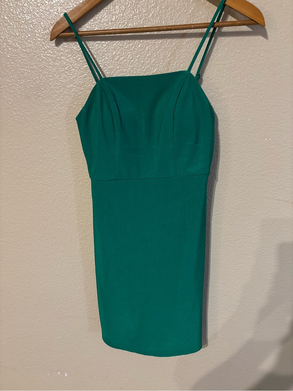 Crystal Doll Emerald Green Spaghetti Strap Mini Dress